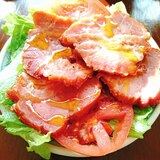 焼豚 トマト レタスのサラダ